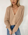 Women's Long Sleeve Button Down Sweater Cardigan in Grey or Khaki - ALL SALES FINAL