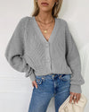 Women's Long Sleeve Button Down Sweater Cardigan in Grey or Khaki - ALL SALES FINAL