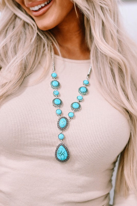Crackle Turquoise Water Drop Charm Necklace - ALL SALES FINAL