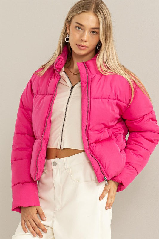 Fuchsia Weekend Ready Quilted Puffer Jacket - ALL SALES FINAL
