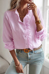 Pink Frenchy Striped Ruffle Trim Button Top - ALL SALES FINAL