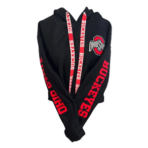 Black Ohio State OSU Buckeyes Furry Cropped Hoodie - ALL SALES FINAL