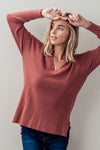 Heather Masala Drop Shoulder Loose Fit V-Neck Soft Knit Sweater - ALL SALES FINAL