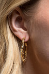 Square Bead Hoop Earrings in Gold or Silver