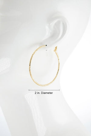 Brass Mixed Textured Hoop Earrings in Gold