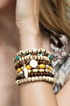 Brown Multi Stranded Mixed Beads Bracelet