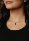 Dainty Gold Chain Necklace with Brown Gemstone Pendant
