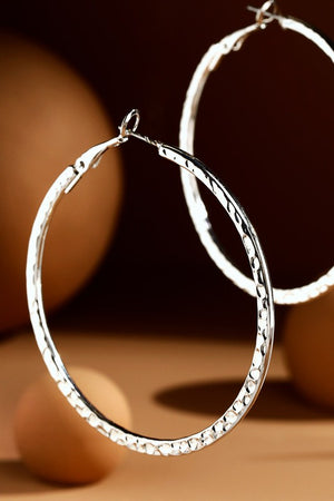 Textured Hammered Metal Hoop Earrings in Gold or Silver