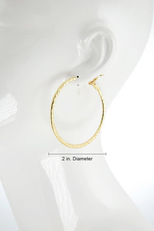 Textured Hammered Metal Hoop Earrings in Gold or Silver