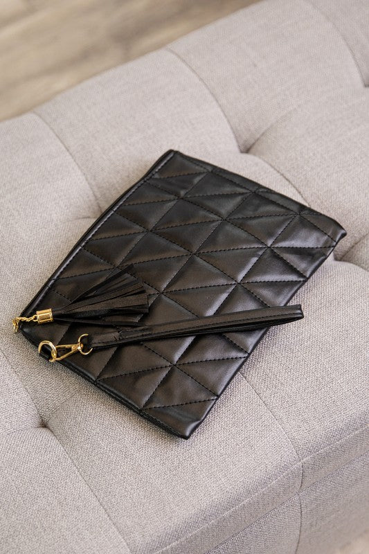 Livy Triangle Block Quilted Clutch in 3 Colors