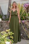 Olive Maxi Dress with Open Back