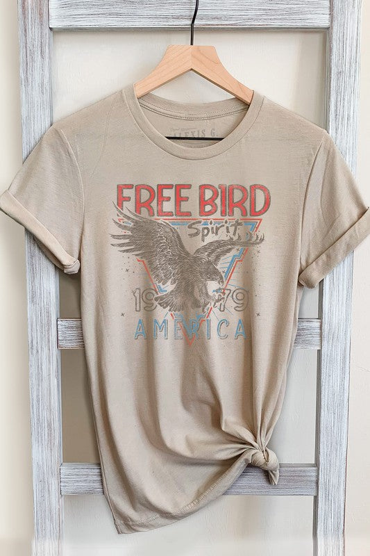 Tan Free Bird America Graphic Tee - ALL SALES FINAL