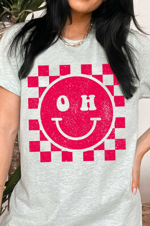 Checkered OHIO Happy Face Graphic Tee