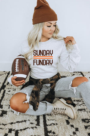 Brown and Orange Sunday Funday Crewneck Sweatshirt in Ash