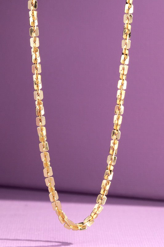Brass Square Link Chain Necklace in Gold or Silver