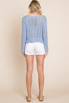 Sky Blue Sheer Cropped Sweater Top - ALL SALES FINAL