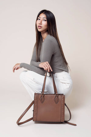 Betsy Structured Braided Crossbody/Satchel: Brown