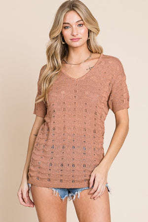 Lightweight V-Neck Sweater Top - 2 Colors