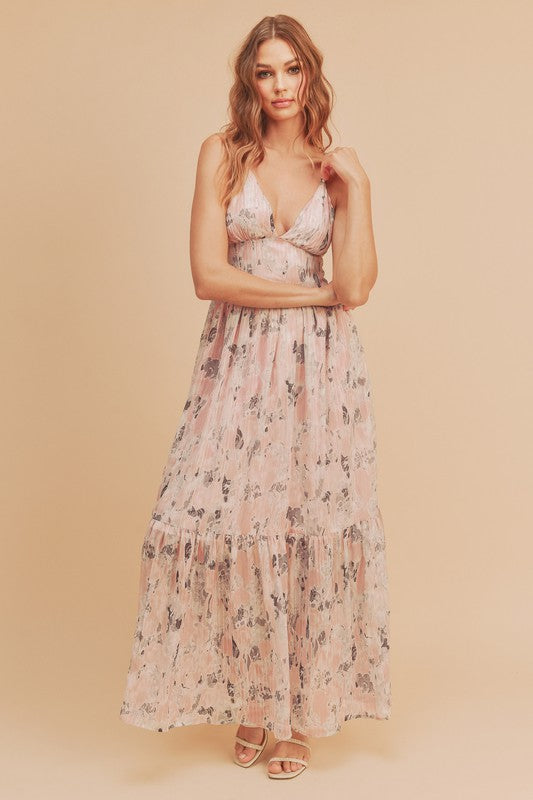 Pink/Grey Vera Maxi Dress - ALL SALES FINAL