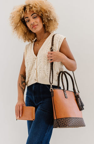 Camel Noelle Tote and Wallet Set