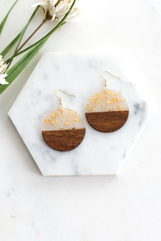 Resin and Hammered Metal Arch Drop Earring