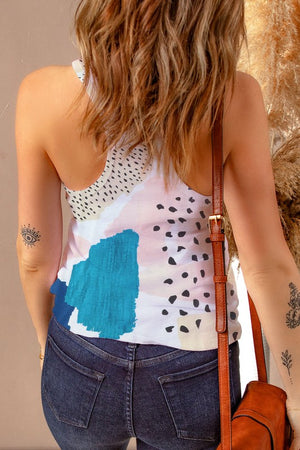 Mixed Abstract Print Racerback Tank Top - ALL SALES FINAL