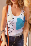 Mixed Abstract Print Racerback Tank Top - ALL SALES FINAL