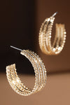 Attached Wire Hoop Earrings in Gold