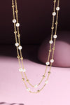 Layered Ball Bead & Chain Necklace in Gold or Silver
