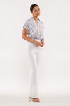 Blue Striped Short Sleeve Button Up - ALL SALES FINAL