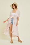Vanilla Ditsy Floral Hi Lo Kimono Cardigan - ALL SALES FINAL