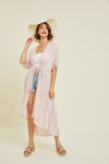 Vanilla Ditsy Floral Hi Lo Kimono Cardigan - ALL SALES FINAL