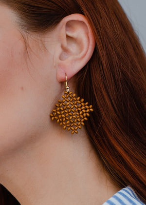 Gold & Brown Beaded Earrings