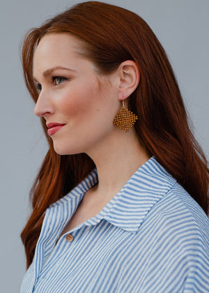 Gold & Brown Beaded Earrings