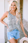 Leopard Knotted Straps Leopard Tank Top - ALL SALES FINAL