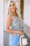 Leopard Knotted Straps Leopard Tank Top - ALL SALES FINAL