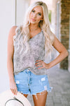 Leopard Knotted Straps Leopard Tank Top - ALL SALES FINAL