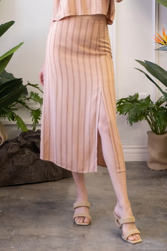 Sienna Multi Striped Side Slit Skirt - ALL SALES FINAL