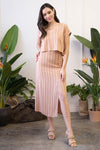 Sienna Multi Striped Side Slit Skirt - ALL SALES FINAL