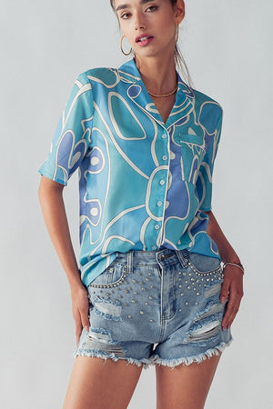 Crystal Embellished Vintage Denim Shorts - ALL SALES FINAL