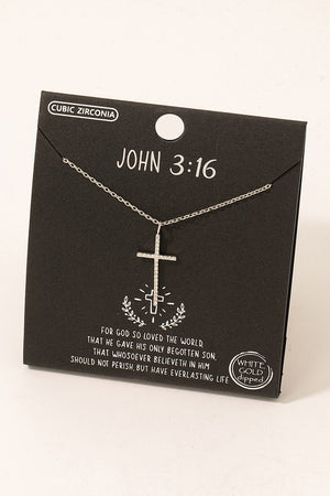 Gold or Silver Dipped Pave Cross Pendant Necklace