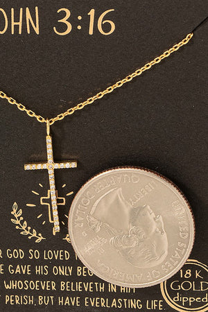 Gold or Silver Dipped Pave Cross Pendant Necklace
