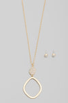 Pave and Oval Hoop Pendant Necklace Set