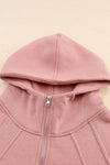 Pink Quarter Zip Kangaroo Pocket Hoodie