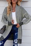Grey and White Open Front Cardigan