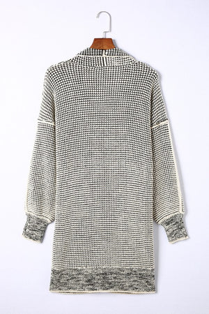 Grey and White Open Front Cardigan