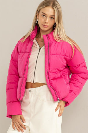 Fuchsia Weekend Ready Quilted Puffer Jacket