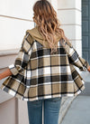 Hooded Plaid Button Front Shacket in 2 Colors