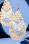 Gold Layered Metal Filigree Teardrop Earrings