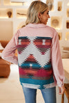 Apricot Western Aztec Patchwork Shacket - ALL SALES FINAL